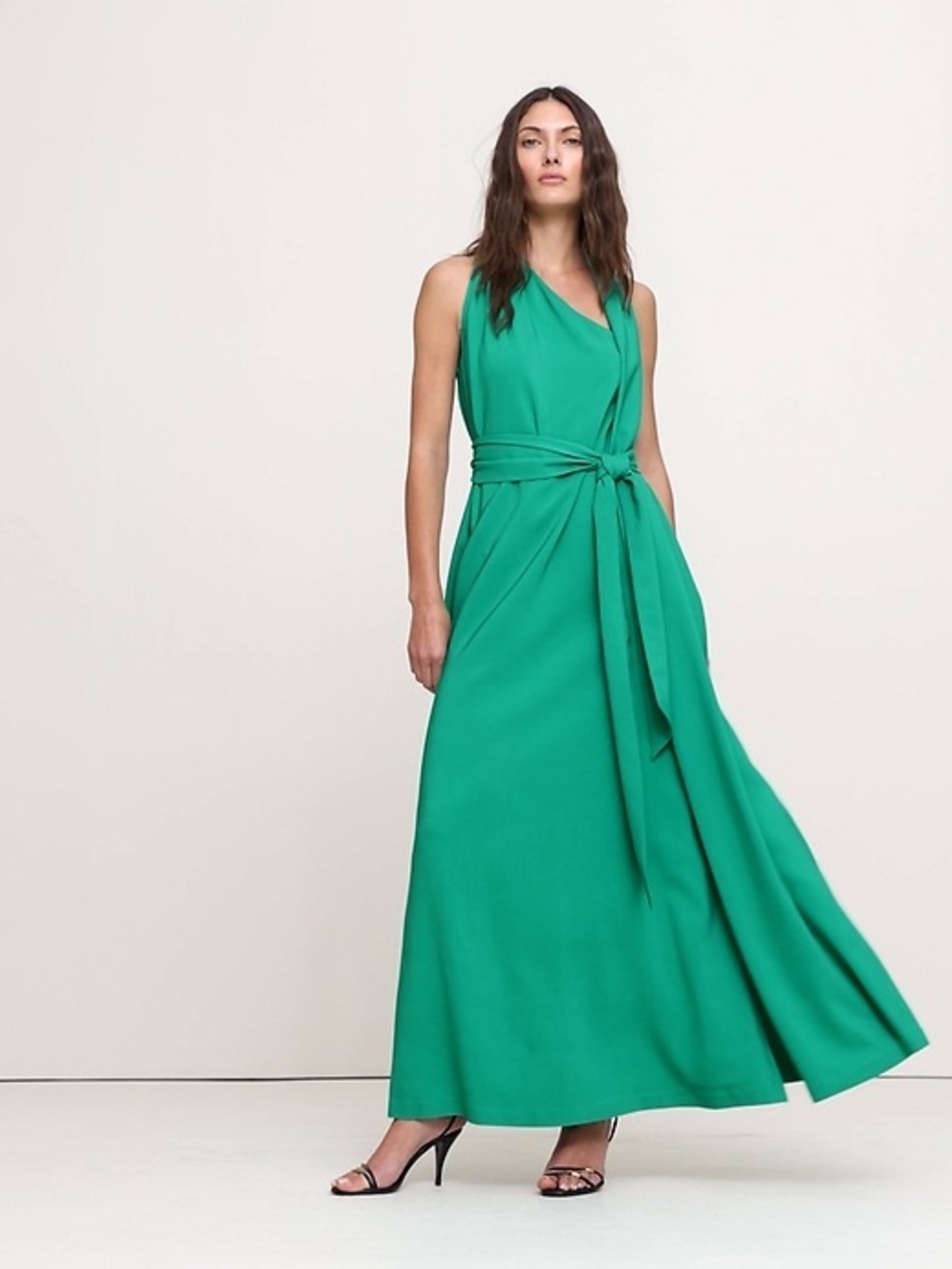 Banana Republic Emerald Green Sleeveless Stretch Crepe  Maxi Wrap Dress - Picture 2 of 13
